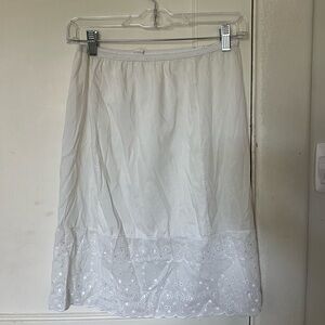 Elegant White Lace Trim Slip Skirt